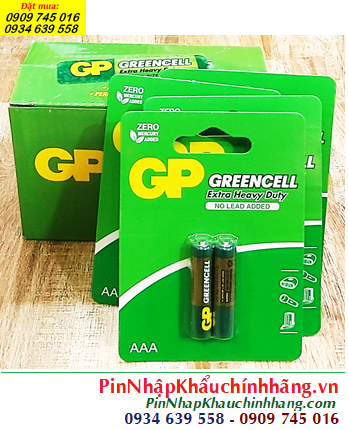 COMBO 01hộp 10vỉ=20viên (Loại vỉ 2viên) Pin AAA 1.5v GP GreenCell 24G-2U2 _Giá 138.000đ/Hộp